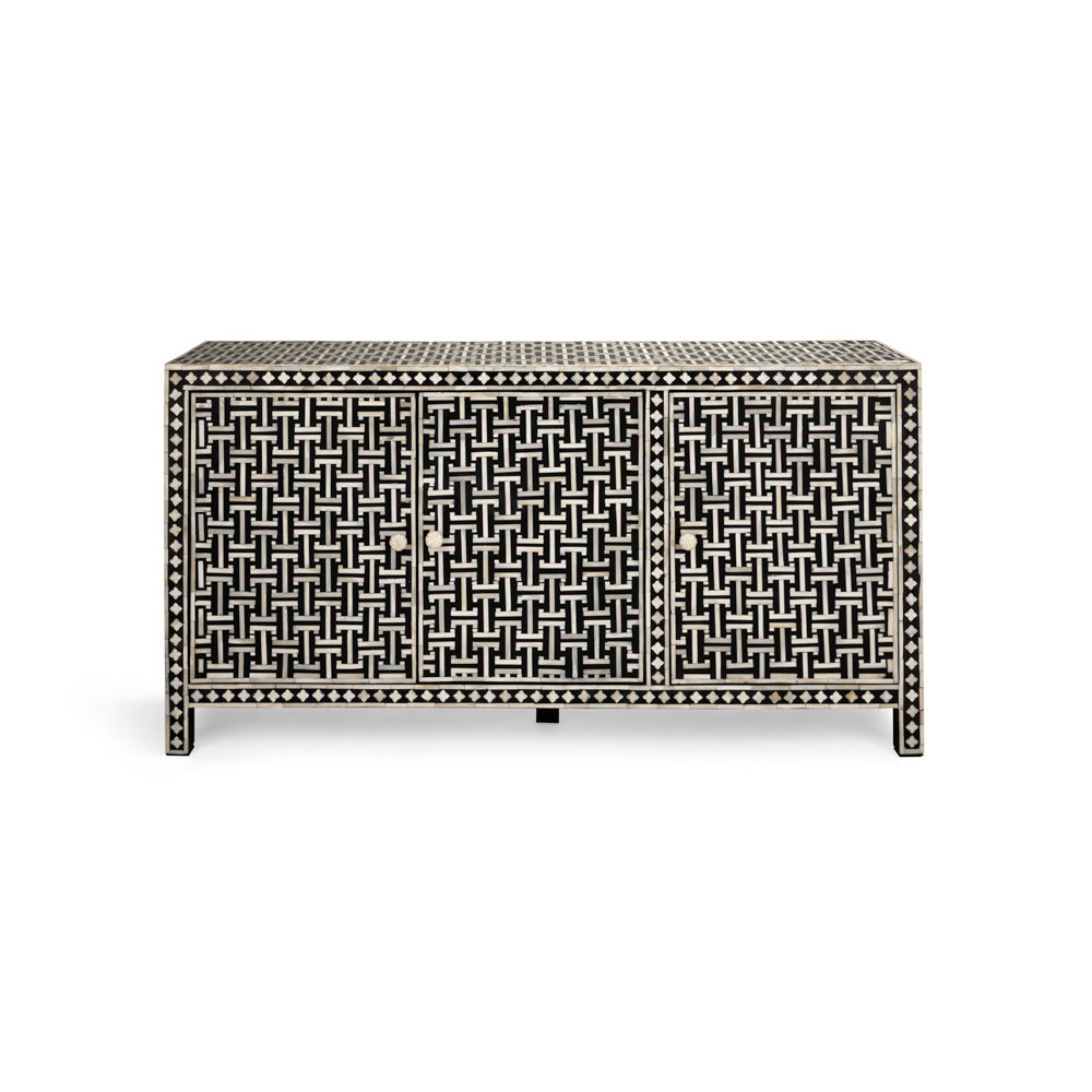 Minnow Bone Inlay Three-Drawer Sideboard - Ella and Ross Furniture