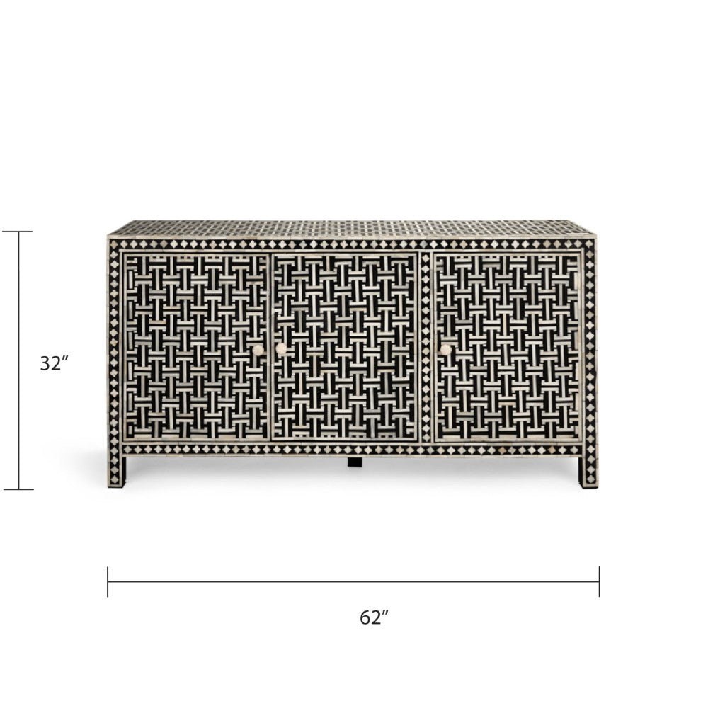 Minnow Bone Inlay Three-Drawer Sideboard - Ella and Ross Furniture