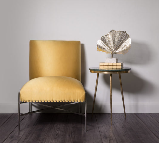 Baringo Yellow Satin Accent Chair - Ella and Ross Furniture