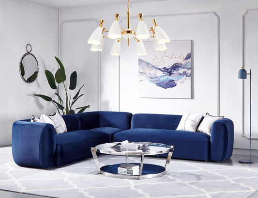 Dominica Blue Velvet Sectional Sofa