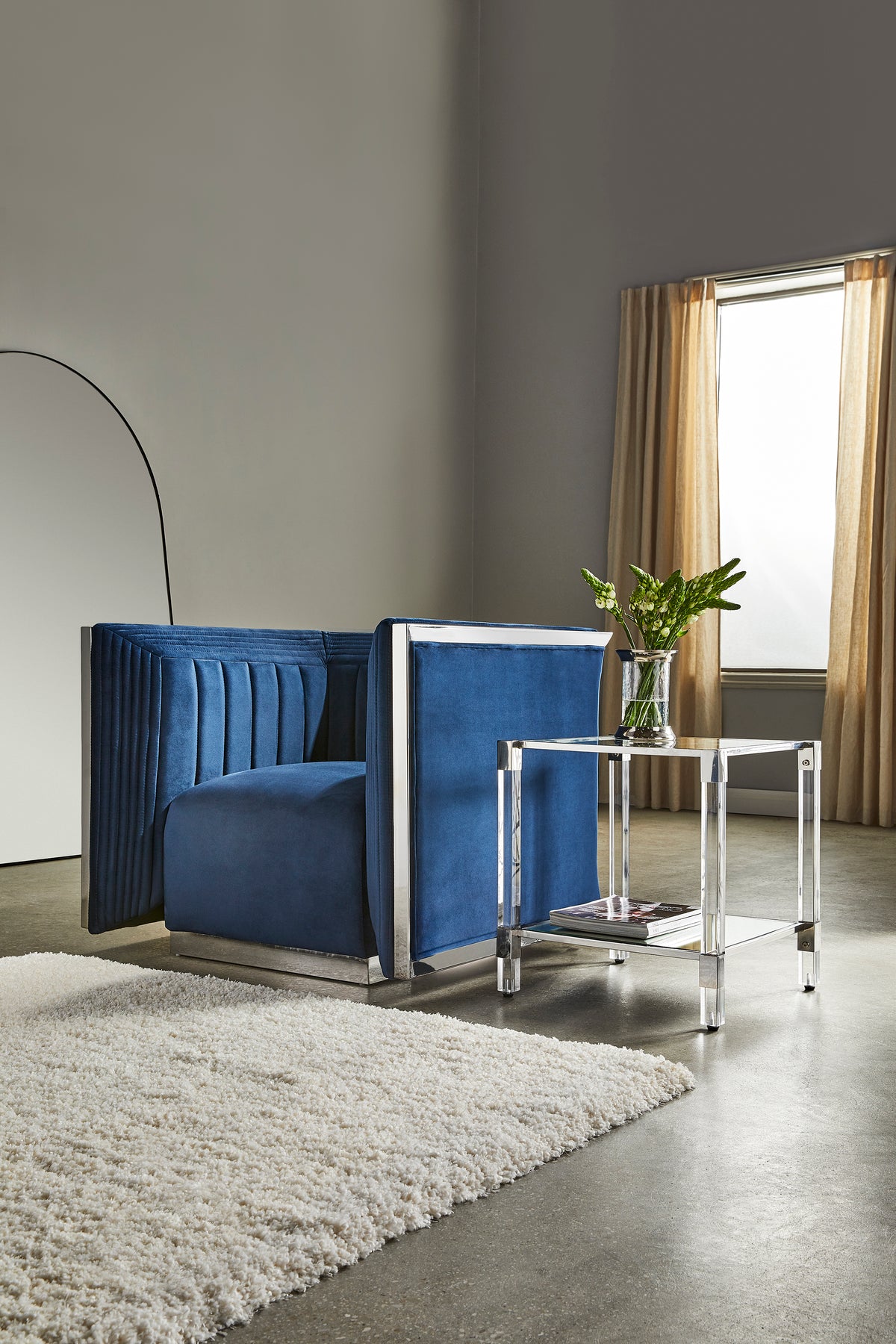 Truman Acrylic End Table - Silver - Ella and Ross Furniture
