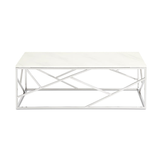 Cyprus Faux Marble Coffee Table - Silver
