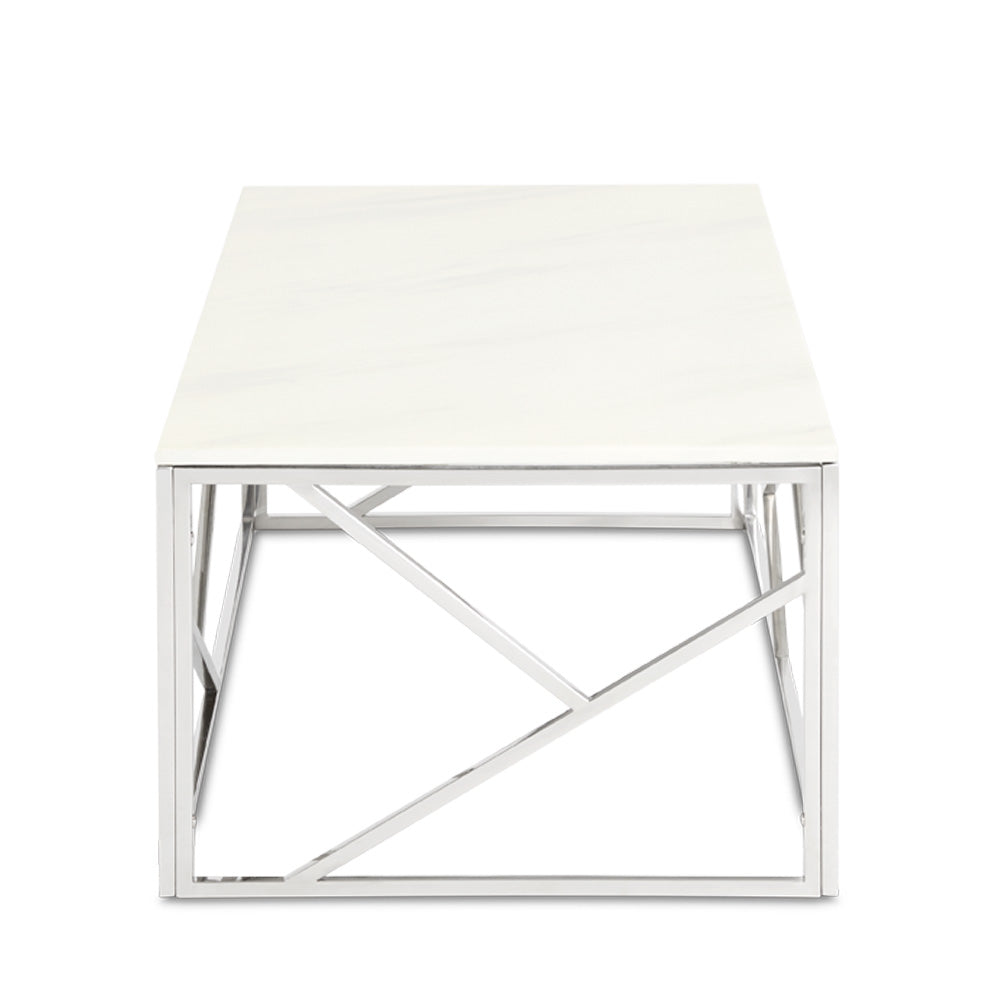 Cyprus Faux Marble Coffee Table - Silver