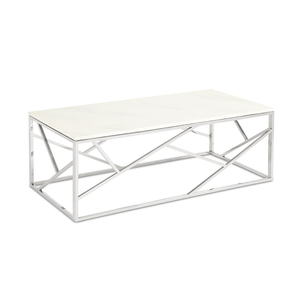 Cyprus Faux Marble Coffee Table - Silver