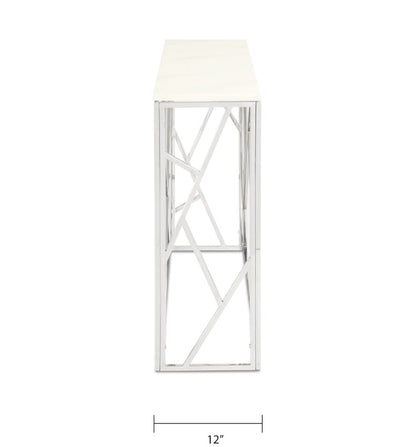 Cyprus Faux Marble Console Table - Silver