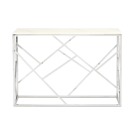 Cyprus Faux Marble Console Table - Silver