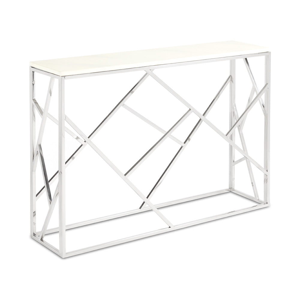 Cyprus Faux Marble Console Table - Silver