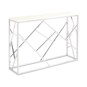 Cyprus Faux Marble Console Table - Silver