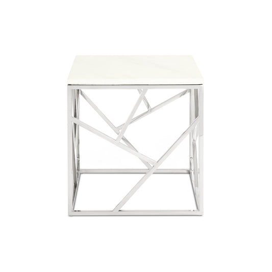 Cyprus Faux Marble End Table - Silver