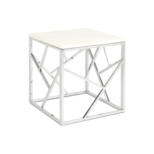 Cyprus Faux Marble End Table - Silver