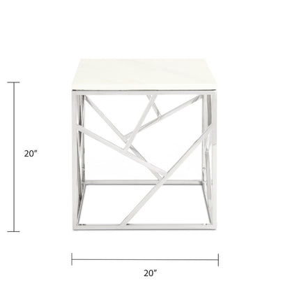Cyprus Faux Marble End Table - Silver - Ella and Ross Furniture