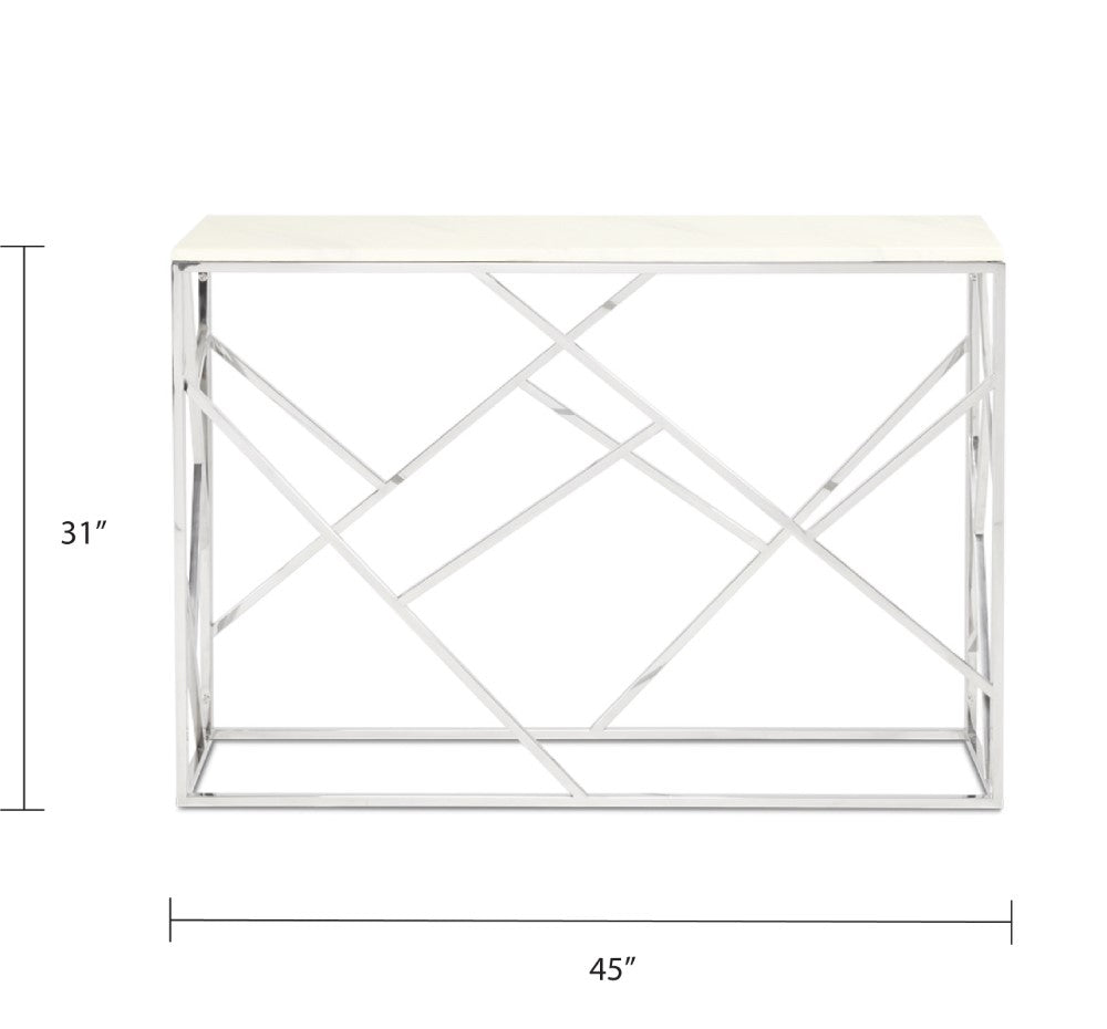 Cyprus Faux Marble Console Table - Silver