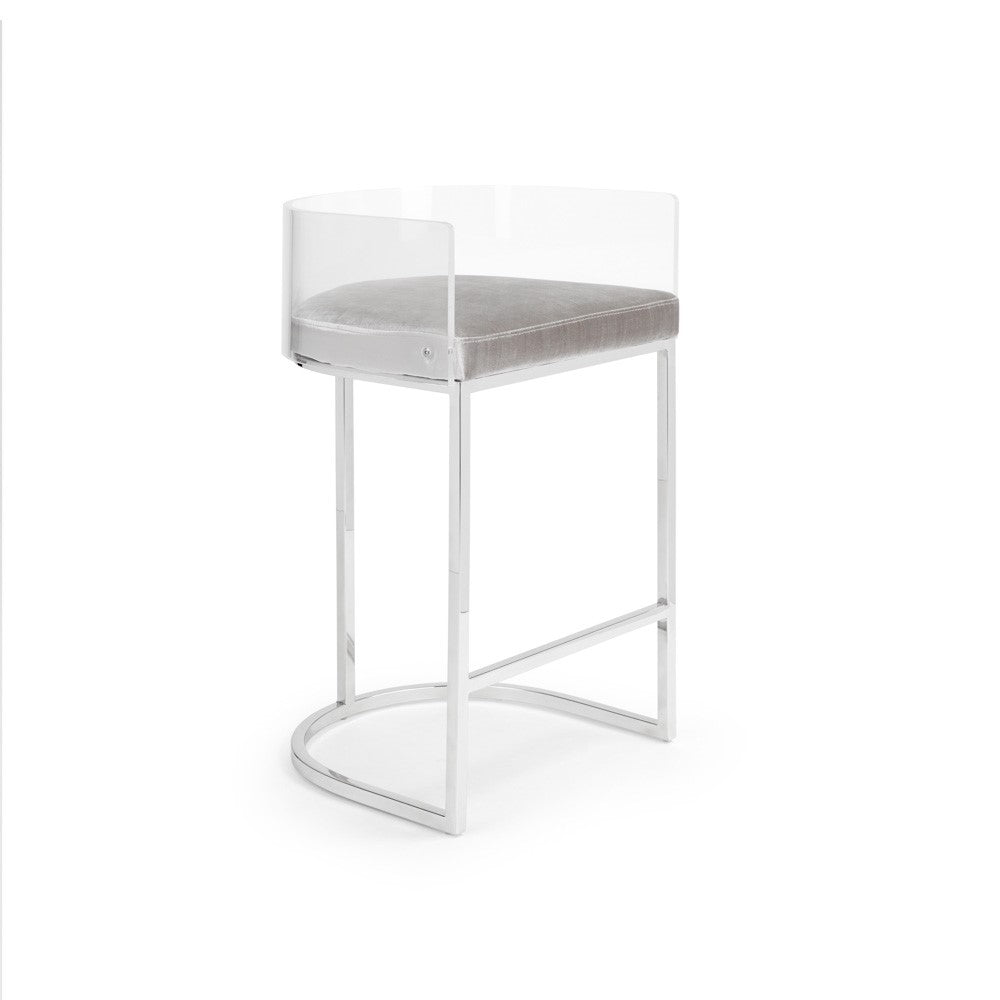 Delphine Counter Stool - Silver - Ella and Ross Furniture
