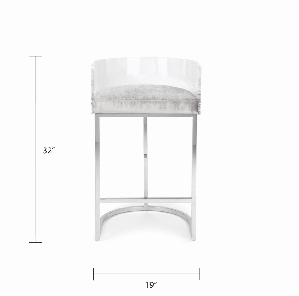 Delphine Counter Stool - Silver - Ella and Ross Furniture