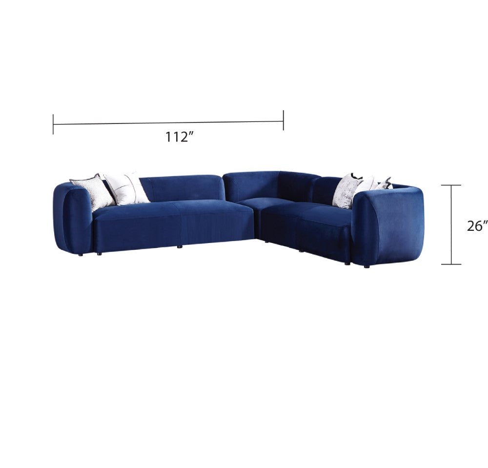 Dominica Blue Velvet Sectional Sofa