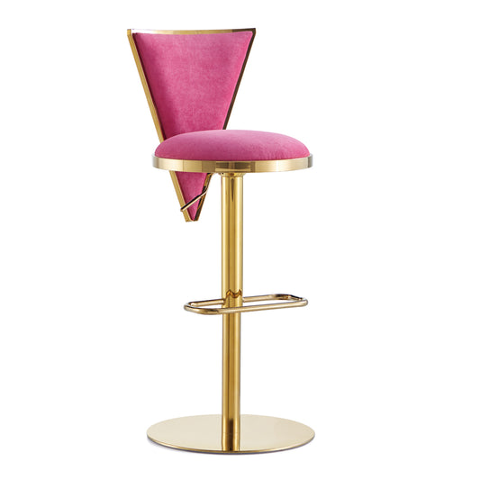 Gio Hot Pink Adjustable Bar Stool - Gold - Ella and Ross Furniture
