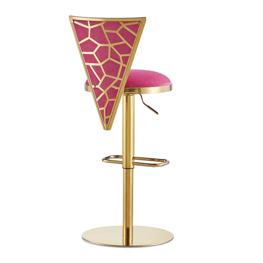 Gio Hot Pink Adjustable Bar Stool - Gold - Ella and Ross Furniture