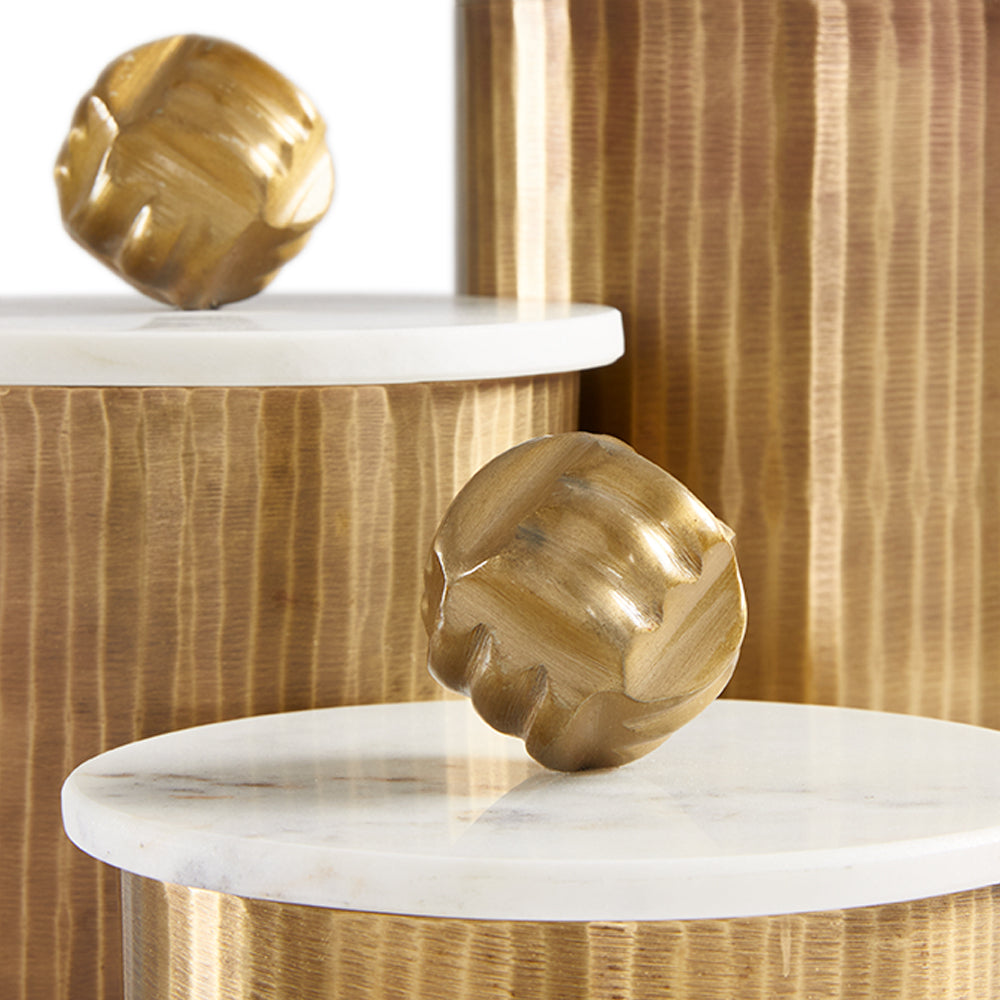 Kiara Antique Brass Canisters - Set of 3 - Ella and Ross Furniture