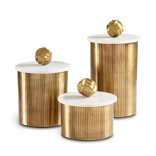 Kiara Antique Brass Canisters - Set of 3 - Ella and Ross Furniture