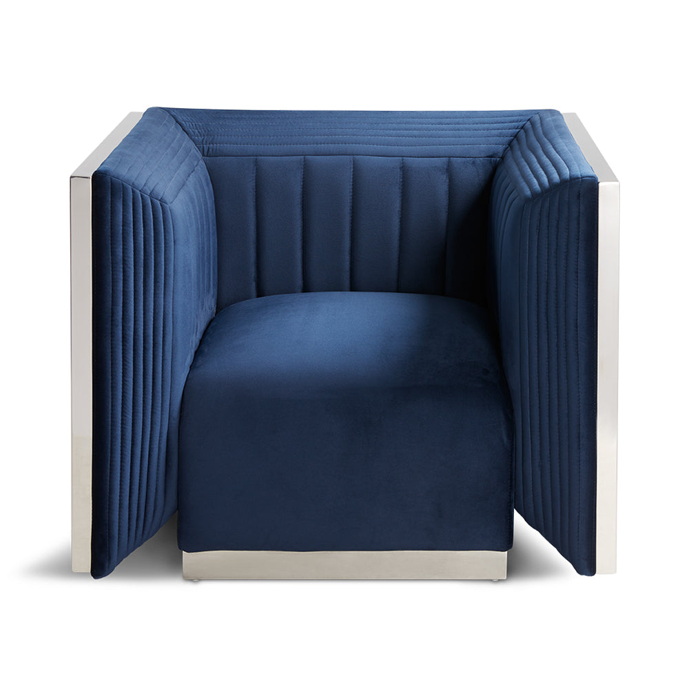 Kingsley Blue Velvet Accent Chair - Ella and Ross Furniture