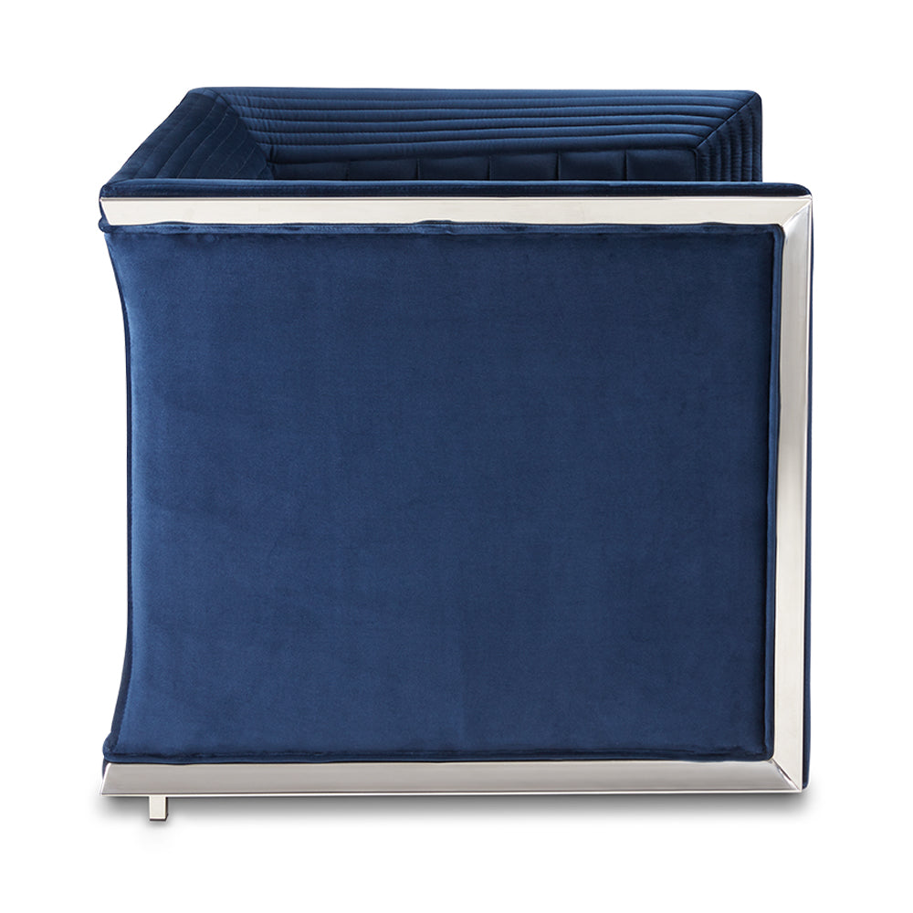 Kingsley Blue Velvet Accent Chair - Ella and Ross Furniture