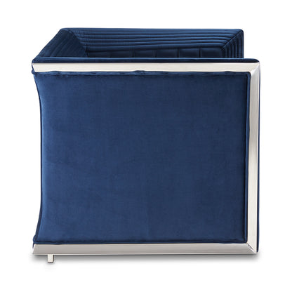 Kingsley Blue Velvet Accent Chair - Ella and Ross Furniture