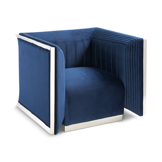 Kingsley Blue Velvet Accent Chair - Ella and Ross Furniture