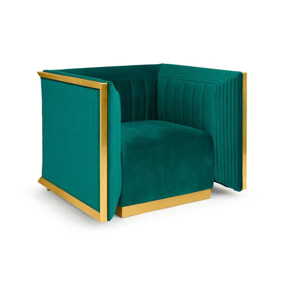 Kingsley Green Velvet Accent Chair - Ella and Ross Furniture