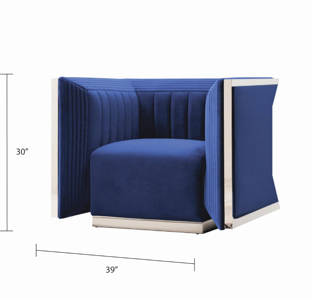 Kingsley Blue Velvet Accent Chair - Ella and Ross Furniture