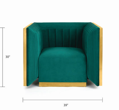 Kingsley Green Velvet Accent Chair - Ella and Ross Furniture