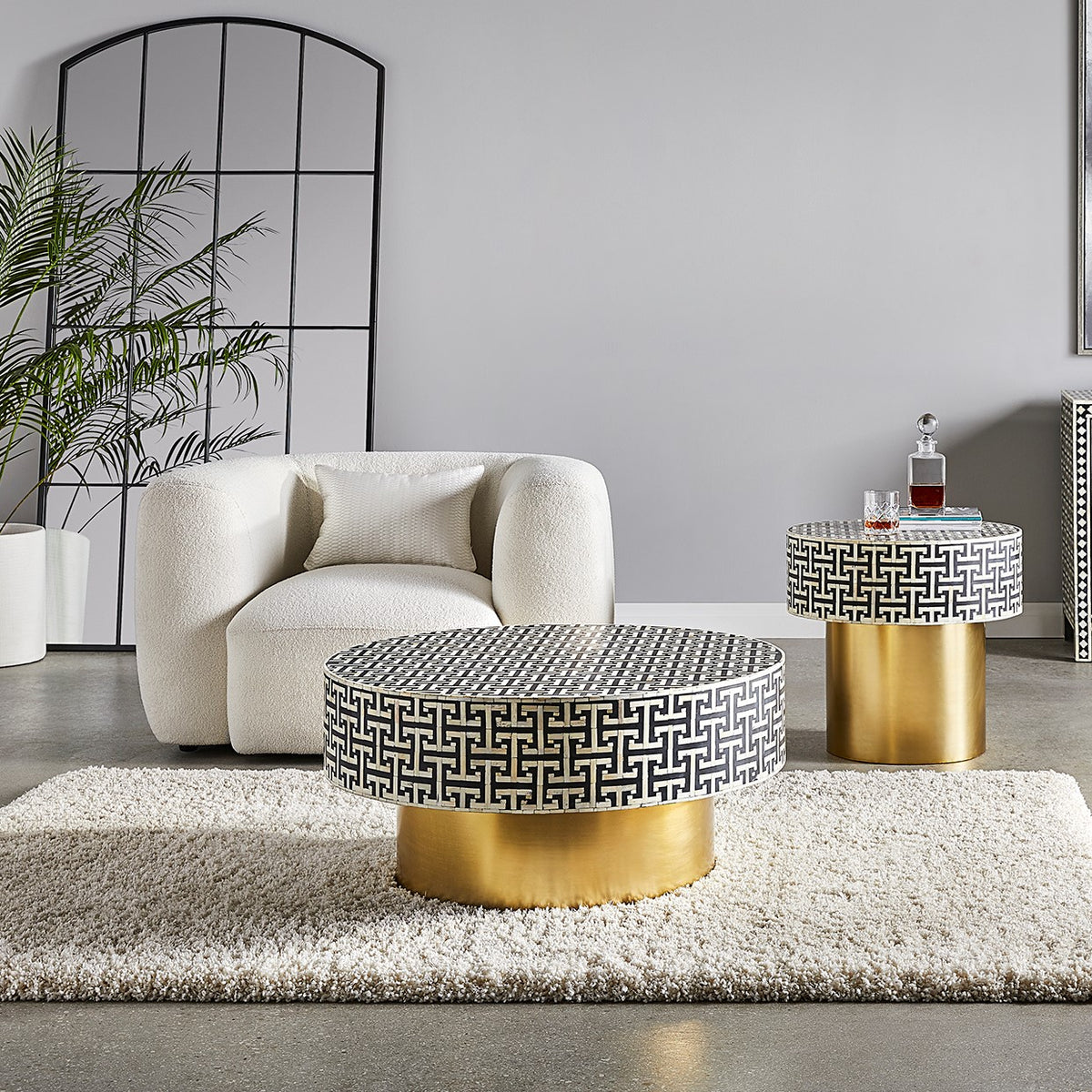Minnow Bone Inlay End Table - Ella and Ross Furniture