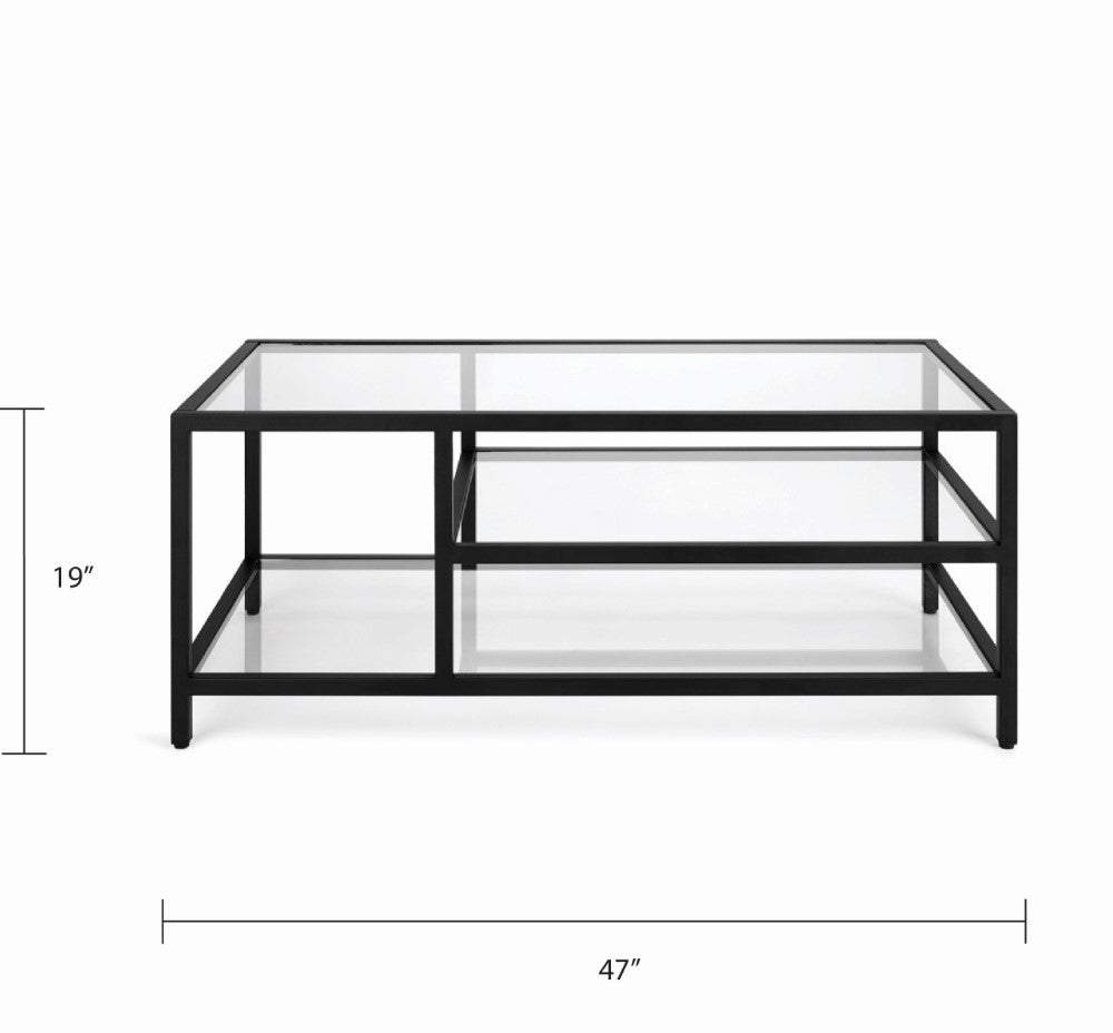 Murray Black Metal Coffee Table - 47" - Ella and Ross Furniture