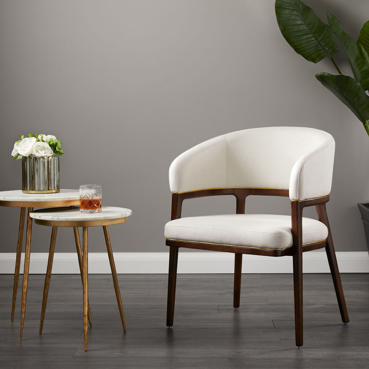 Cane White Marble Side Table - Set of 2 - Ella and Ross Furniture