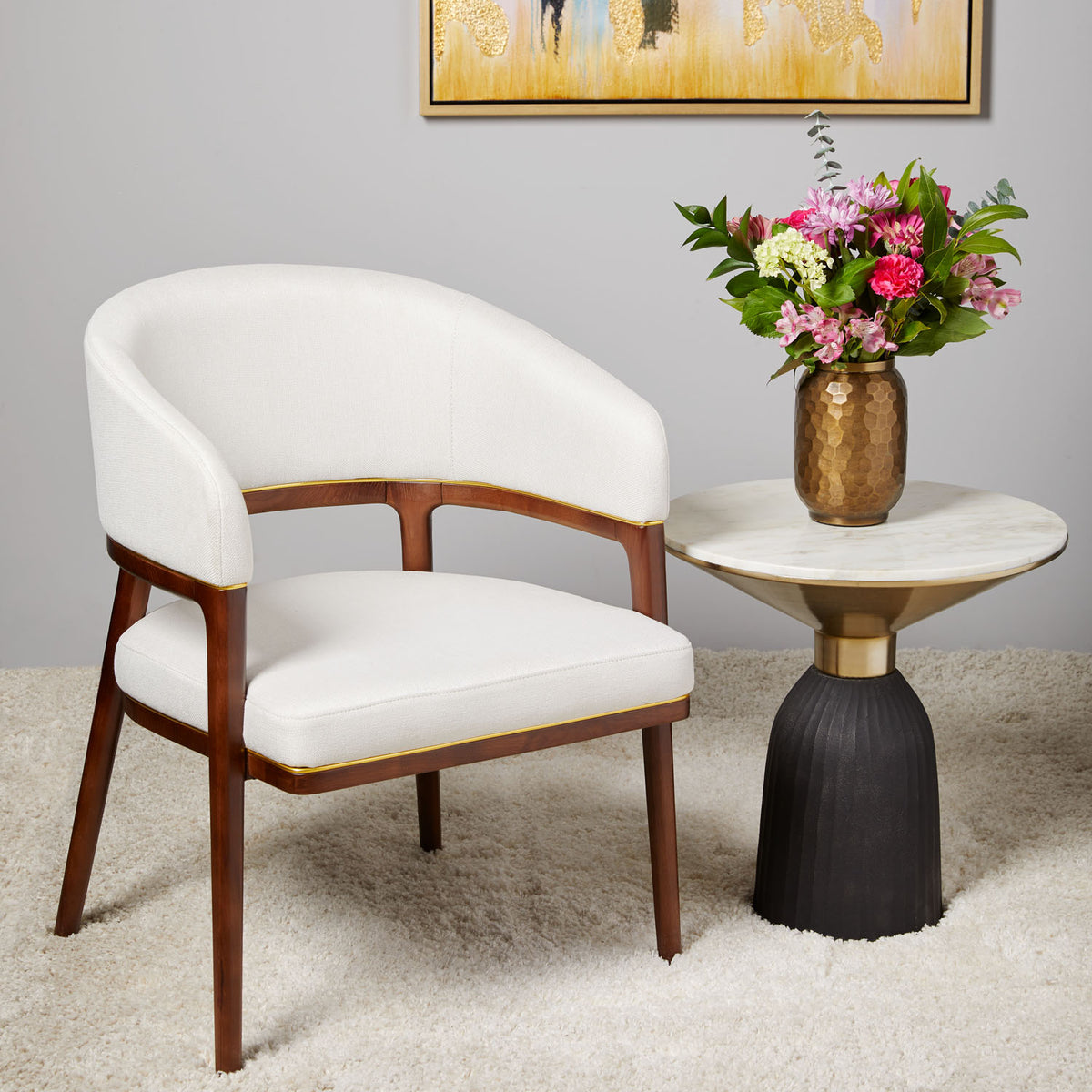 Caterina 3 Tone Marble End Table - Ella and Ross Furniture