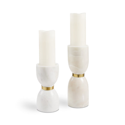 Rue Large Marble Candle Holder - Set of 2