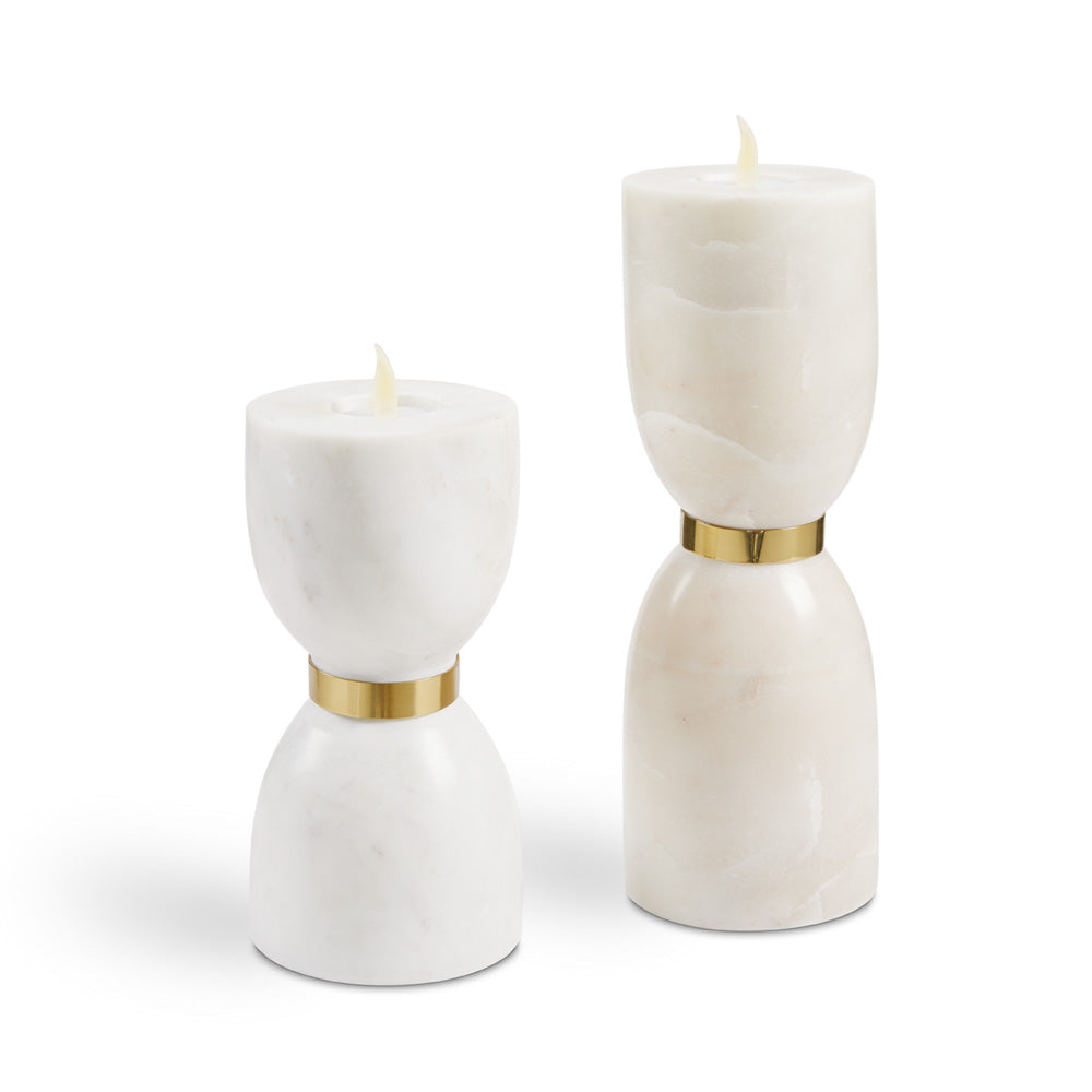 Rue Large Marble Candle Holder - Set of 2