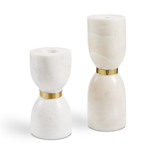 Rue Large Marble Candle Holder - Set of 2