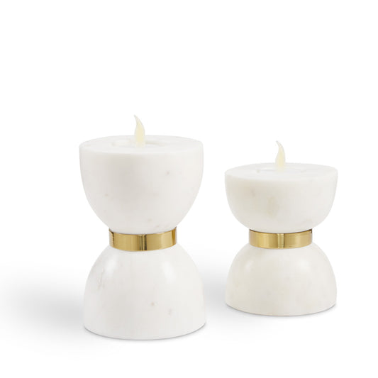 Rue Small Marble Candle Holder - Set of 2