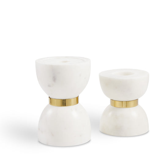 Rue Small Marble Candle Holder - Set of 2