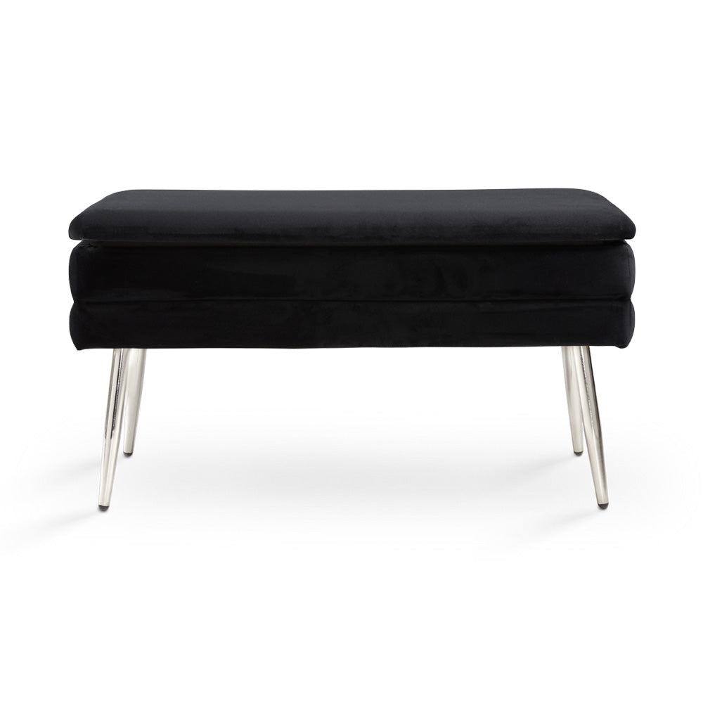 Shelby Storage Bench Black Velvet