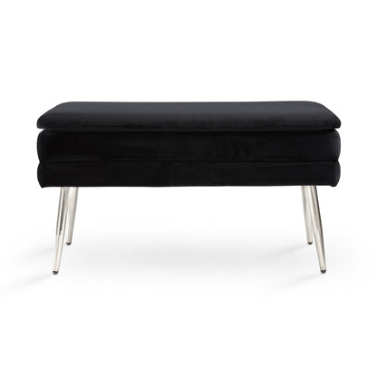 Shelby Storage Bench Black Velvet