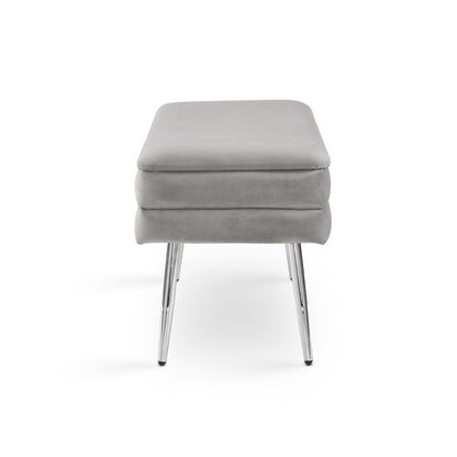 Shelby Storage Bench Grey Velvet_Side
