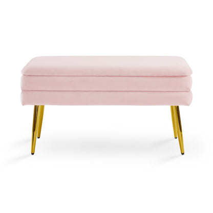Shelby Storage Bench Pink Velvet_Front