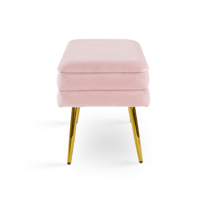 Shelby Storage Bench Pink Velvet_Side View