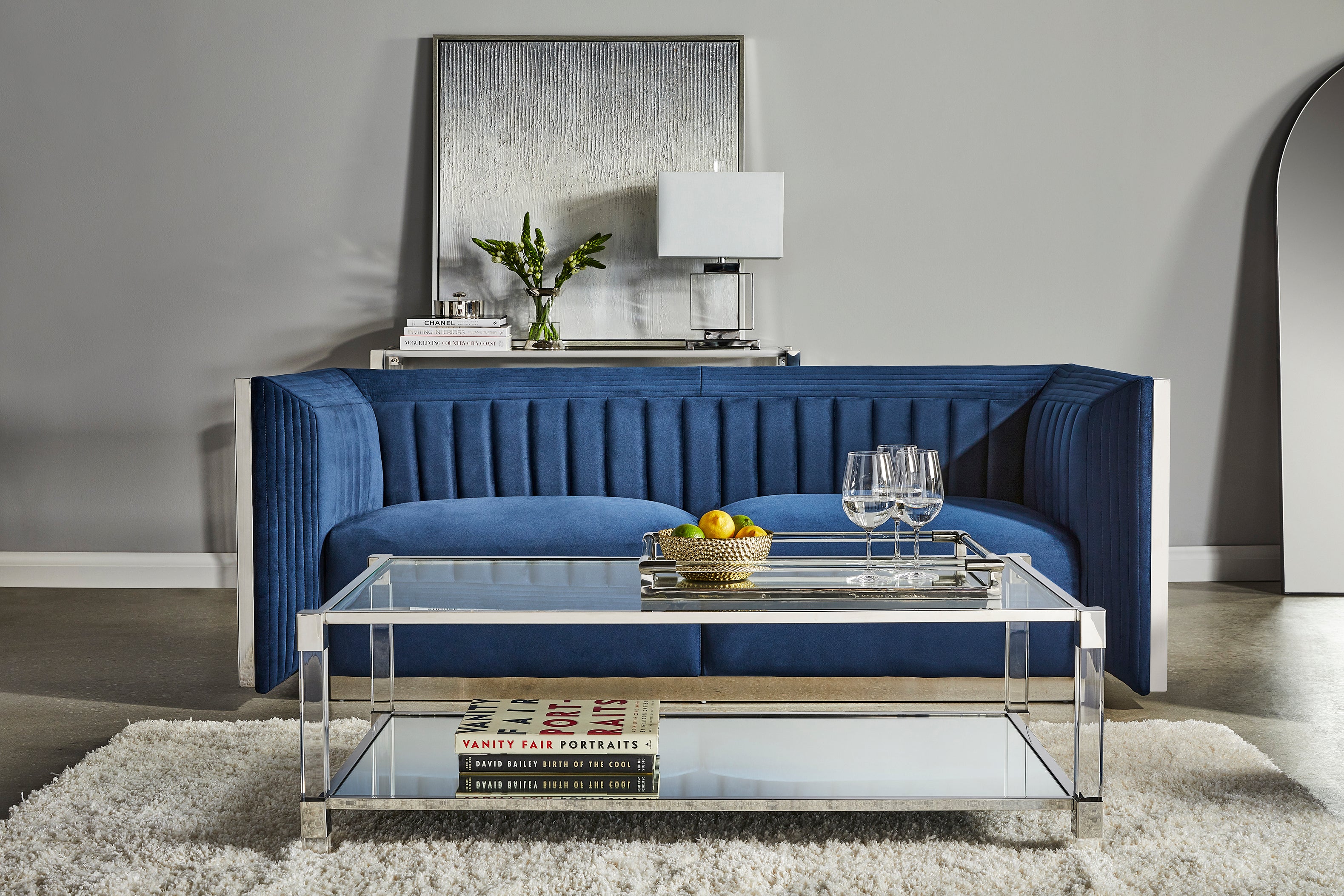 Kingsley Blue Velvet Sofa - Ella and Ross Furniture