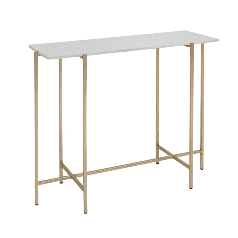 Tilly White Marble Console Table - Gold - Ella and Ross Furniture
