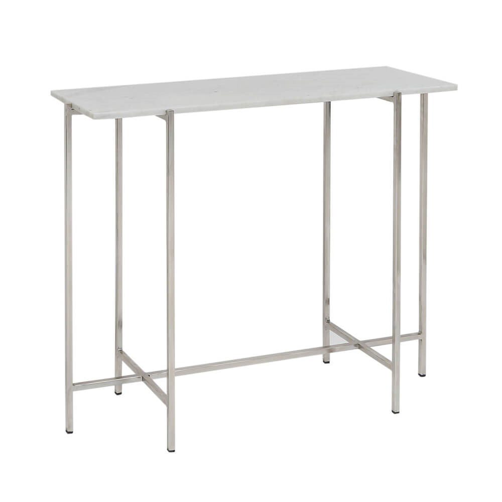 Tilly White Marble Console Table - Silver - Ella and Ross Furniture