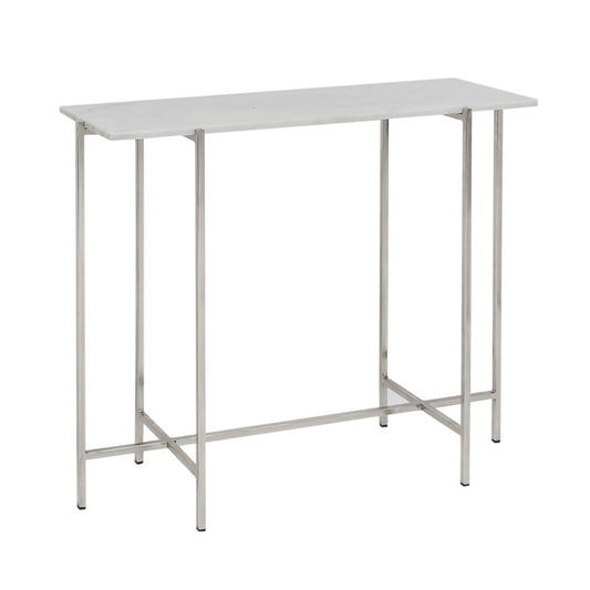 Tilly White Marble Console Table - Silver