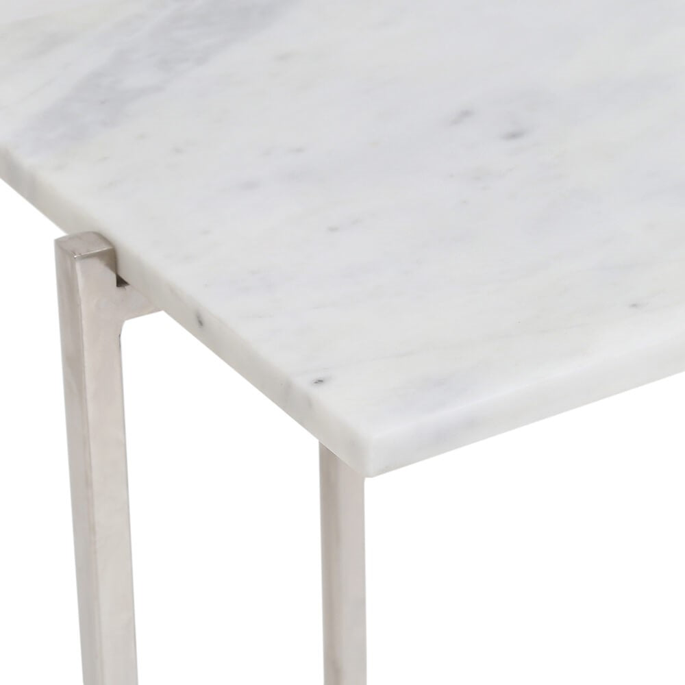 Tilly White Marble Console Table - Silver - Ella and Ross Furniture