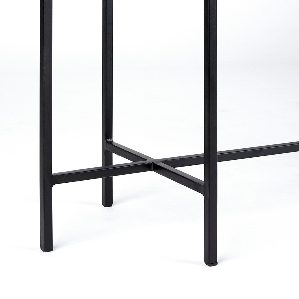 Tilly Black Marble Console Table - Black Metal